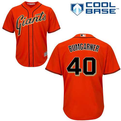 Youth San Francisco Giants #40 Madison Bumgarner Orange Alternate Stitched MLB Jersey