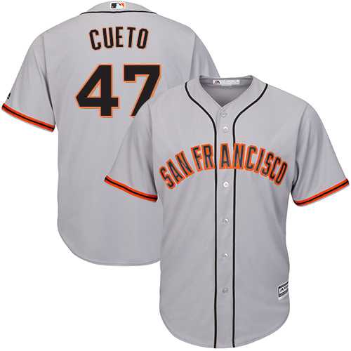 Youth San Francisco Giants #47 Johnny Cueto Grey Road Cool Base Stitched MLB Jersey