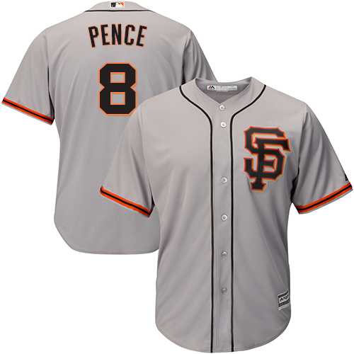 Youth San Francisco Giants #8 Hunter Pence Grey Road 2 Cool Base Stitched MLB Jersey