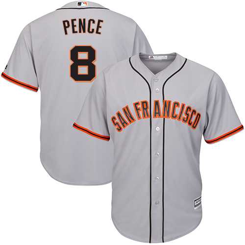 Youth San Francisco Giants #8 Hunter Pence Grey Road Cool Base Stitched MLB Jersey
