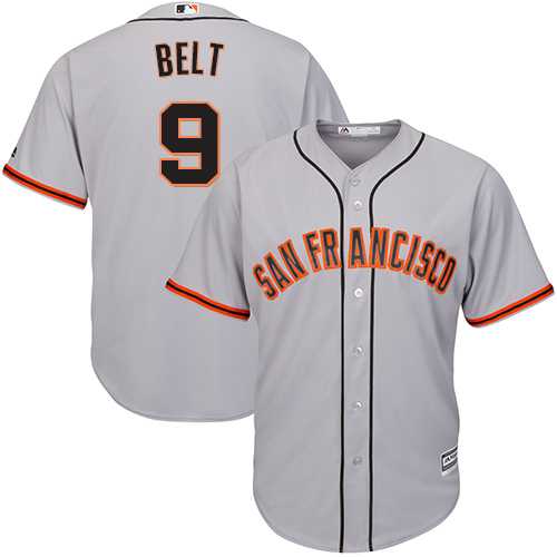 Youth San Francisco Giants #9 Brandon Belt Grey Road Cool Base Stitched MLB Jersey