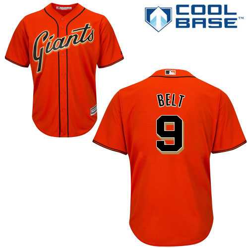 Youth San Francisco Giants #9 Brandon Belt Orange Alternate Cool Base Stitched MLB Jersey