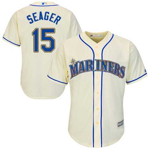 Youth Seattle Mariners #15 Kyle Seager Cream Cool Base Stitched MLB Jersey