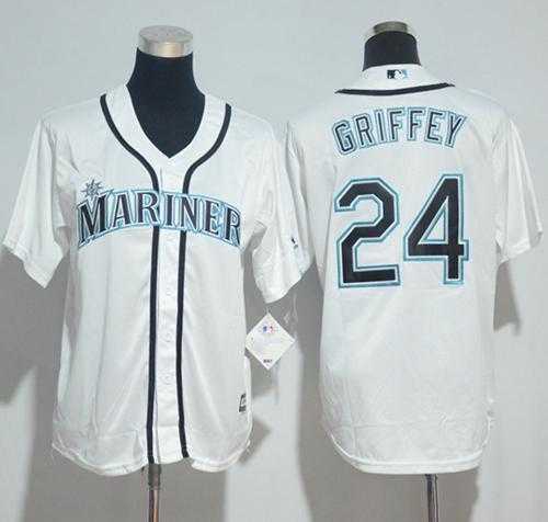 Youth Seattle Mariners #24 Ken Griffey White Cool Base Stitched MLB Jersey