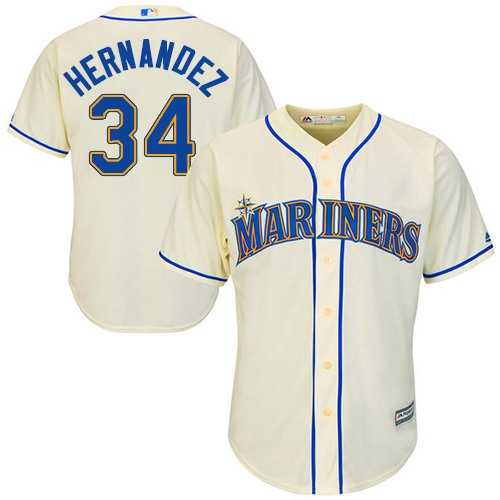 Youth Seattle Mariners #34 Felix Hernandez Cream Cool Base Stitched MLB Jersey