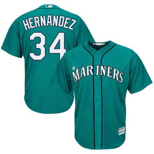 Youth Seattle Mariners #34 Felix Hernandez Green Cool Base Stitched MLB Jersey