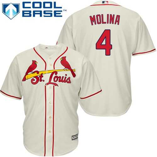 Youth St.Louis Cardinals #4 Yadier Molina Cream Cool Base Stitched MLB Jersey