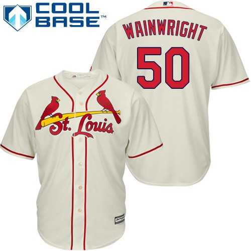 Youth St.Louis Cardinals #50 Adam Wainwright Cream Cool Base Stitched MLB Jersey