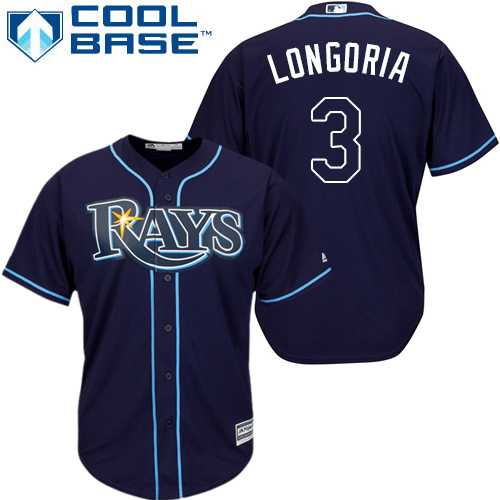 Youth Tampa Bay Rays #3 Evan Longoria Dark Blue Stitched MLB Jersey