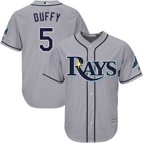 Youth Tampa Bay Rays #5 Matt Duffy Grey Cool Base Stitched MLB Jersey