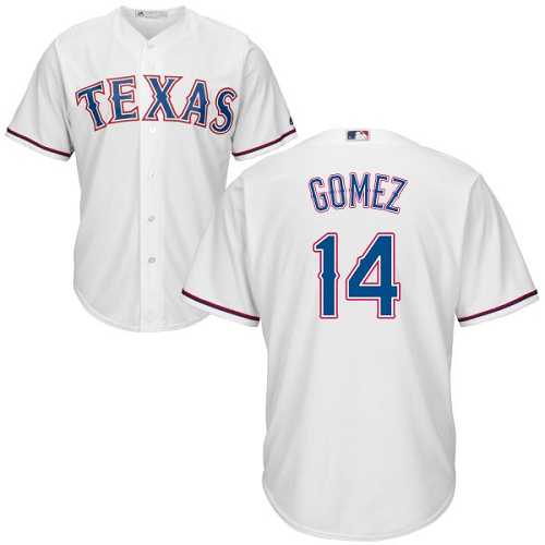 Youth Texas Rangers #14 Carlos Gomez White Cool Base Stitched MLB Jersey