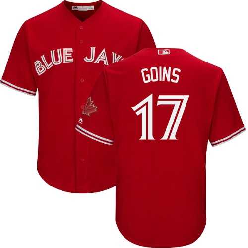 Youth Toronto Blue Jays #17 Ryan Goins Red Cool Base Canada Day Stitched MLB Jersey