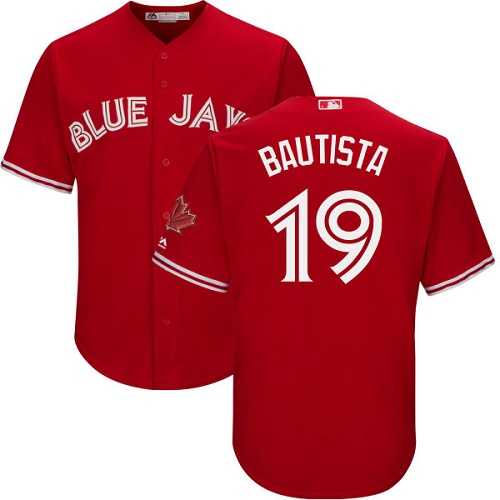 Youth Toronto Blue Jays #19 Jose Bautista Red Cool Base Canada Day Stitched MLB Jersey