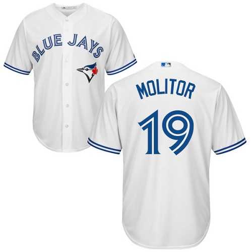 Youth Toronto Blue Jays #19 Paul Molitor White Cool Base Stitched MLB Jersey
