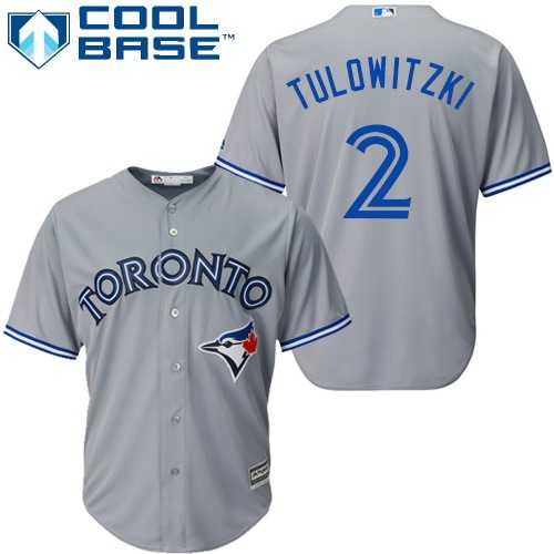 Youth Toronto Blue Jays #2 Troy Tulowitzki Grey Cool Base Stitched MLB Jersey