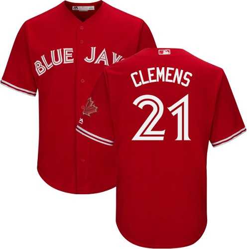 Youth Toronto Blue Jays #21 Roger Clemens Red Cool Base Canada Day Stitched MLB Jersey