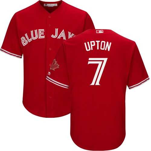 Youth Toronto Blue Jays #7 B.J. Upton Red Cool Base Canada Day Stitched MLB Jersey