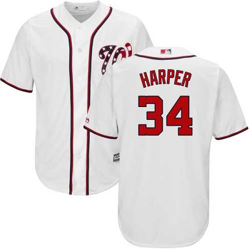 Youth Washington Nationals #34 Bryce Harper White Cool Base Stitched MLB Jersey