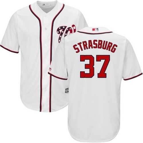 Youth Washington Nationals #37 Stephen Strasburg White Cool Base Stitched MLB Jersey