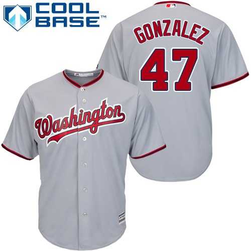 Youth Washington Nationals #47 Gio Gonzalez Grey Cool Base Stitched MLB Jersey