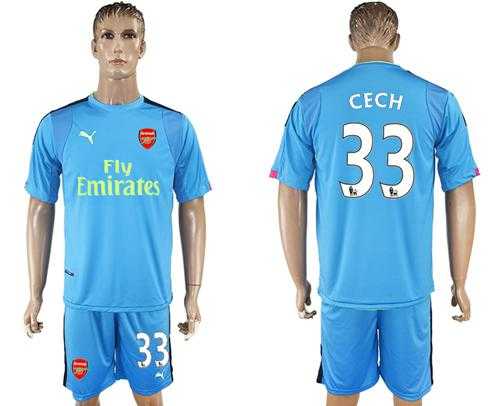 Arsenal #33 Cech Light Blue Goalkeeper Soccer Club Jersey