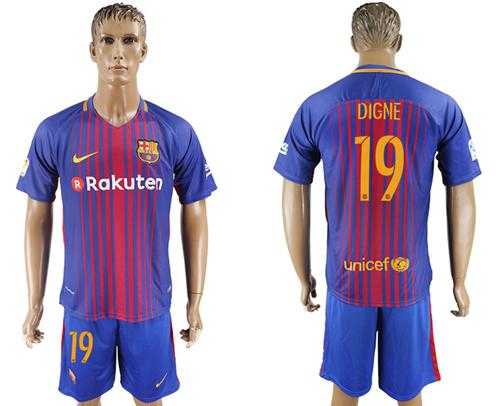 Barcelona #19 Digne Home Soccer Club Jersey
