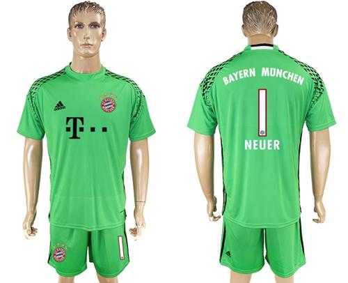 Bayern Munchen #1 Neuer Green Goalkeeper Soccer Club Jersey
