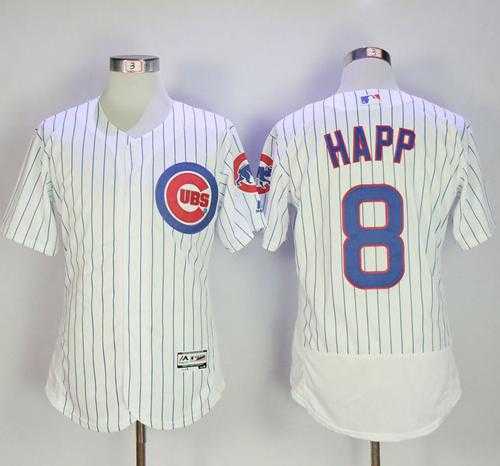 Chicago Cubs #8 Ian Happ White Flexbase Authentic Collection Stitched MLB Jersey