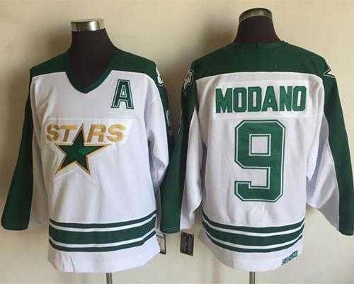 Dallas Stars #9 Mike Modano White CCM Throwback Stitched NHL Jersey