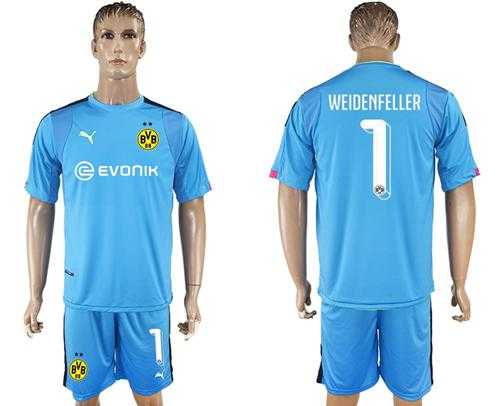 Dortmund #1 Weidenfeller Blue Goalkeeper Soccer Club Jersey
