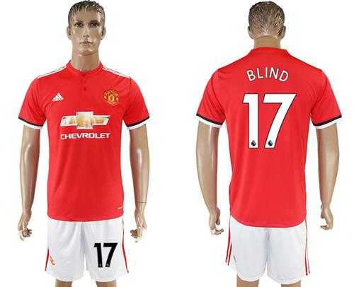 Manchester United #17 Blind Red Home Soccer Club Jersey