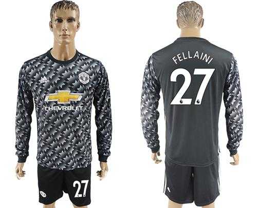Manchester United #27 Fellaini Black Long Sleeves Soccer Club Jersey