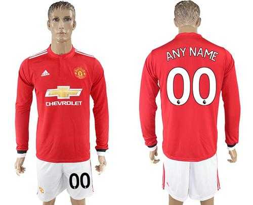 Manchester United Personalized Home Long Sleeves Soccer Club Jersey