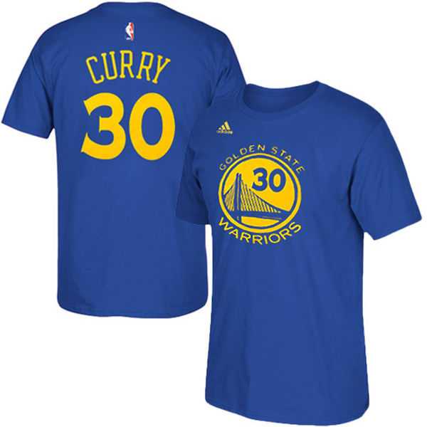 Men's Golden State Warriors 30 Stephen Curry Royal Blue Net Number T-Shirt