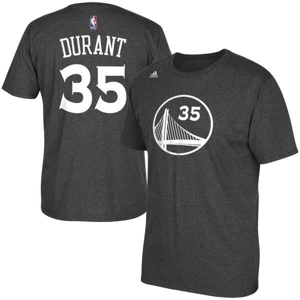 Men's Golden State Warriors 35 Kevin Durant Gray Name & Number T-Shirt