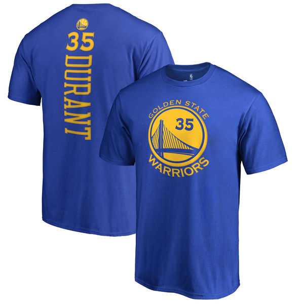 Men's Golden State Warriors 35 Kevin Durant Royal Backer Name & Number T-Shirt