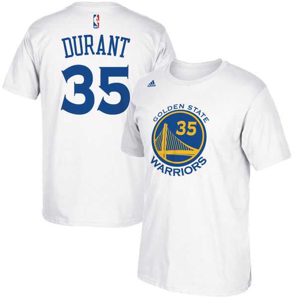 Men's Golden State Warriors 35 Kevin Durant White Name & Number T-Shirt