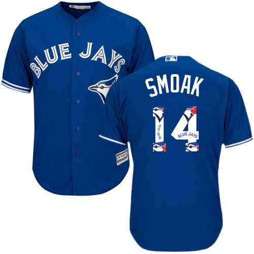 Men's Toronto Blue Jays #14 Justin Smoak Blue Team Logo Fashion Stitched MLB Jersey