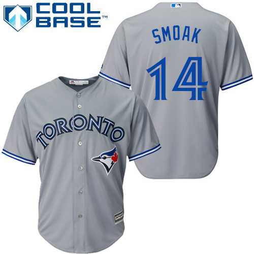 Men's Toronto Blue Jays #14 Justin Smoak Grey Road MLB Stitched Jersey
