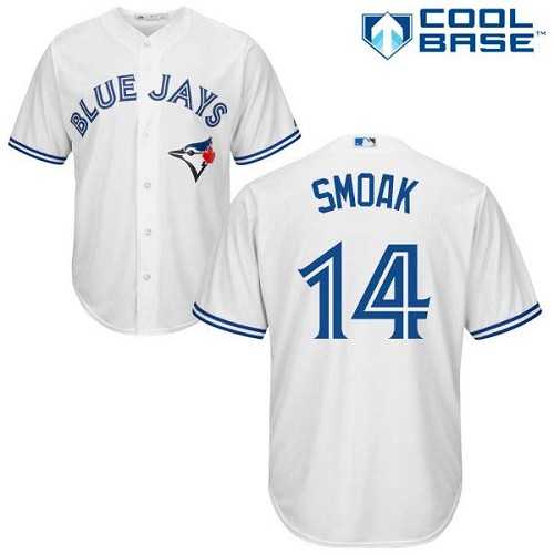 Men's Toronto Blue Jays #14 Justin Smoak White Home MLB Stitched Jersey