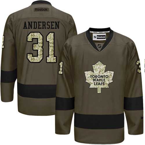 Men's Toronto Maple Leafs #31 Frederik Andersen Green Salute to Service Stitched NHL Jersey