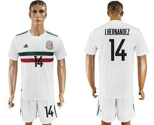 Mexico #14 J.Hernandez Away Soccer Country Jersey