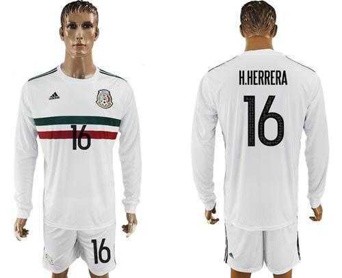 Mexico #16 H.Herrera Away Long Sleeves Soccer Country Jersey