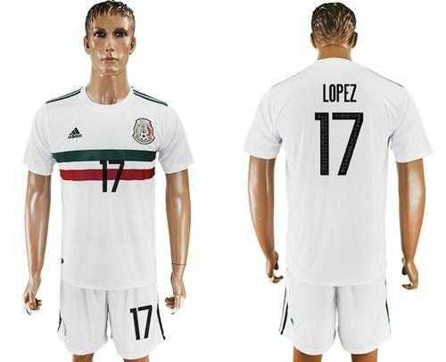 Mexico #17 Lopez Away Soccer Country Jersey