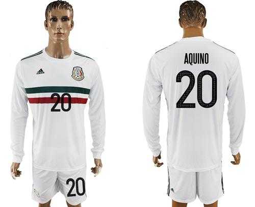 Mexico #20 Aquino Away Long Sleeves Soccer Country Jersey