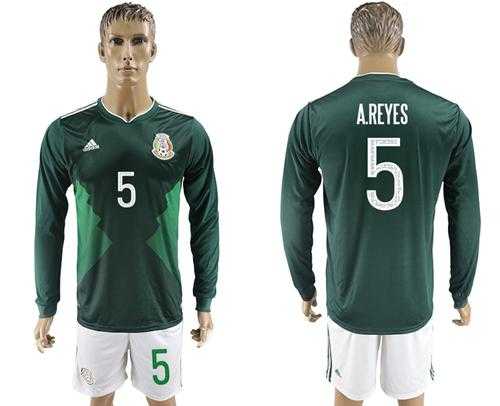 Mexico #5 A.Reyes Home Long Sleeves Soccer Country Jersey