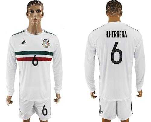 Mexico #6 H.Herrera Away Long Sleeves Soccer Country Jersey