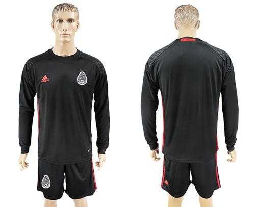 Mexico Blank Black Long Sleeves Goalkeeper Soccer Country Jersey