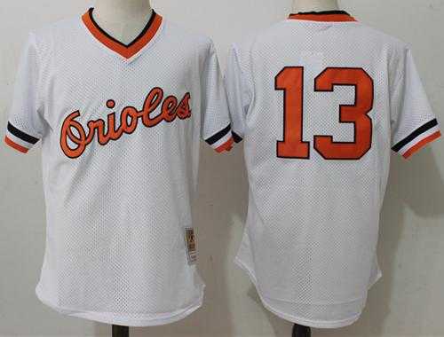 Mitchell And Ness Baltimore Orioles #13 Manny Machado White Throwback Stitched MLB Jersey