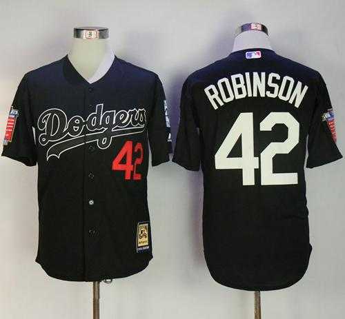 Mitchell And Ness Los Angeles Dodgers #42 Jackie Robinson Black Throwback Stitched MLB Jersey